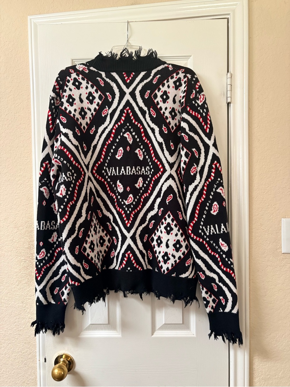 Valabasas The Pledge Cardigan Sweater Black Red White Streetwear NWT Medium - Picture 8 of 15